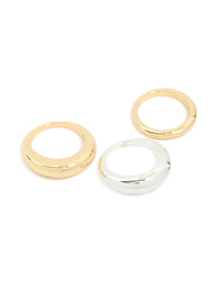 Mixed Metal Plated Chubby Organic Rings 3-Pack - link has visual effect only