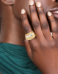 Mixed Metal Plated Chubby Organic Rings 3-Pack - link has visual effect only