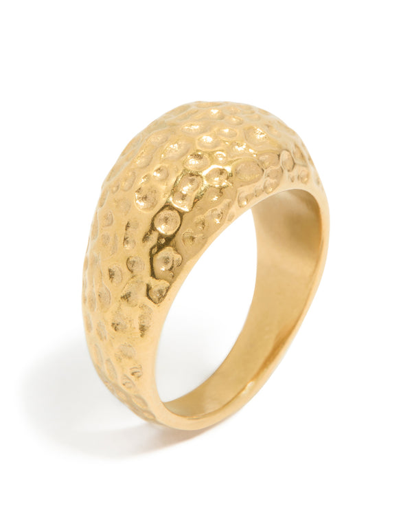Designed with waterproof gold plated stainless steel molten rock texture in chunky style side detail view