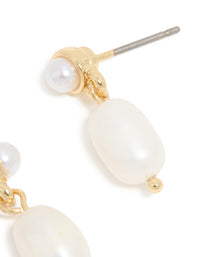 Gold Mini Freshwater Pearl Stud & Drop Earrings - link has visual effect only