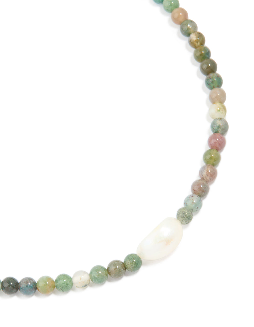 Gold Plated Jade Semi Precious Stone Mixed Beaded Freshwater Pearl Necklace