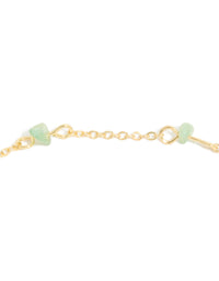 Gold Green Jade Semi Precious Stone Chip & Freshwater Pearl Drop Necklace - link has visual effect only