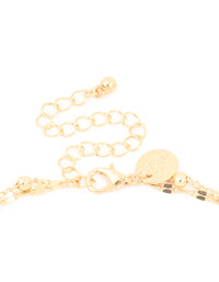 Gold Plated Jade Semi Precious Stone Cubic Zirconia Layered Chain Necklace - link has visual effect only