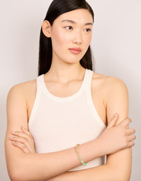 Gold Jade Semi Precious Stone Beaded Chain Bracelet - link has visual effect only