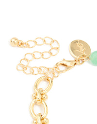 Gold Jade Semi Precious Stone Beaded Chain Bracelet - link has visual effect only