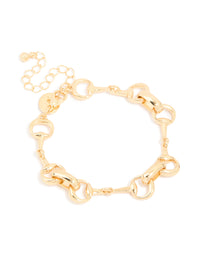Gold Horsebit Chain Bracelet - link has visual effect only
