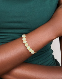 Gold Plated Jade Semi Precious Stone Beaded Toggle Bracelet - link has visual effect only