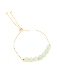 Gold Plated Jade Semi Precious Stone Beaded Toggle Bracelet - link has visual effect only