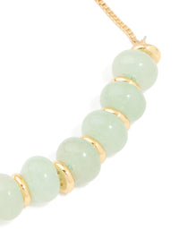 Gold Plated Jade Semi Precious Stone Beaded Toggle Bracelet - link has visual effect only
