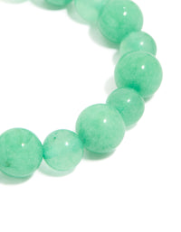 Gold & Green Jade Semi Precious Stone Beaded Bracelet - link has visual effect only