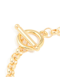 Gold Smooth Chain Bangle - link has visual effect only