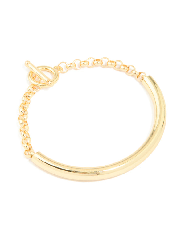 Gold Smooth Chain Bangle
