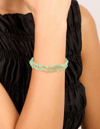 Gold Green Jade Semi Precious Stone Chip Bracelets 2-Pack - link has visual effect only