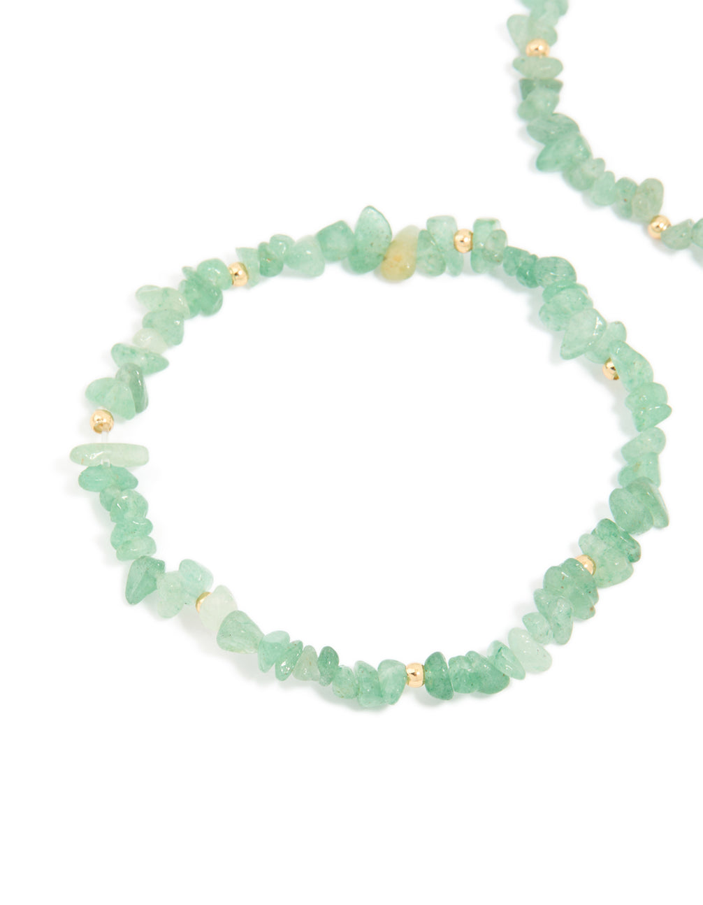 Gold Green Jade Semi Precious Stone Chip Bracelets 2-Pack