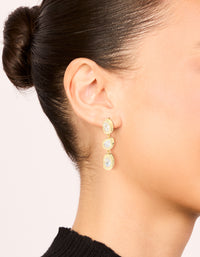 Gold Plated Cubic Zirconia Organic Statement Drop Earrings - link has visual effect only