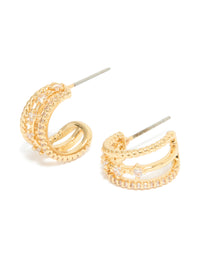 Gold Plated Cubic Zirconia Star Detail Illusion Hoop Earrings - link has visual effect only