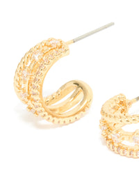 Gold Plated Cubic Zirconia Star Detail Illusion Hoop Earrings - link has visual effect only