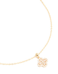 Gold Plated Cubic Zirconia Flower Pendant Necklace - link has visual effect only