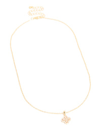 Gold Plated Cubic Zirconia Flower Pendant Necklace - link has visual effect only