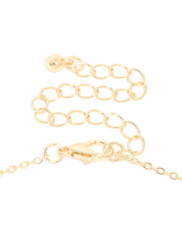 Gold Plated Cubic Zirconia Flower Pendant Necklace