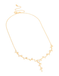 Gold Plated Cubic Zirconia Dainty Vine Spaced Necklace - link has visual effect only