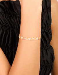 Gold Plated Cubic Zirconia Tennis & Oval Bracelets 2-Pack - link has visual effect only