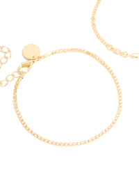 Gold Plated Cubic Zirconia Tennis & Oval Bracelets 2-Pack - link has visual effect only