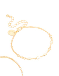 Gold Plated Cubic Zirconia Tennis & Oval Bracelets 2-Pack - link has visual effect only