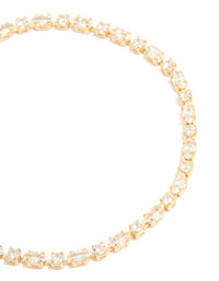 Gold Plated Cubic Zirconia Alternating Round & Oval Tennis Bracelet - link has visual effect only
