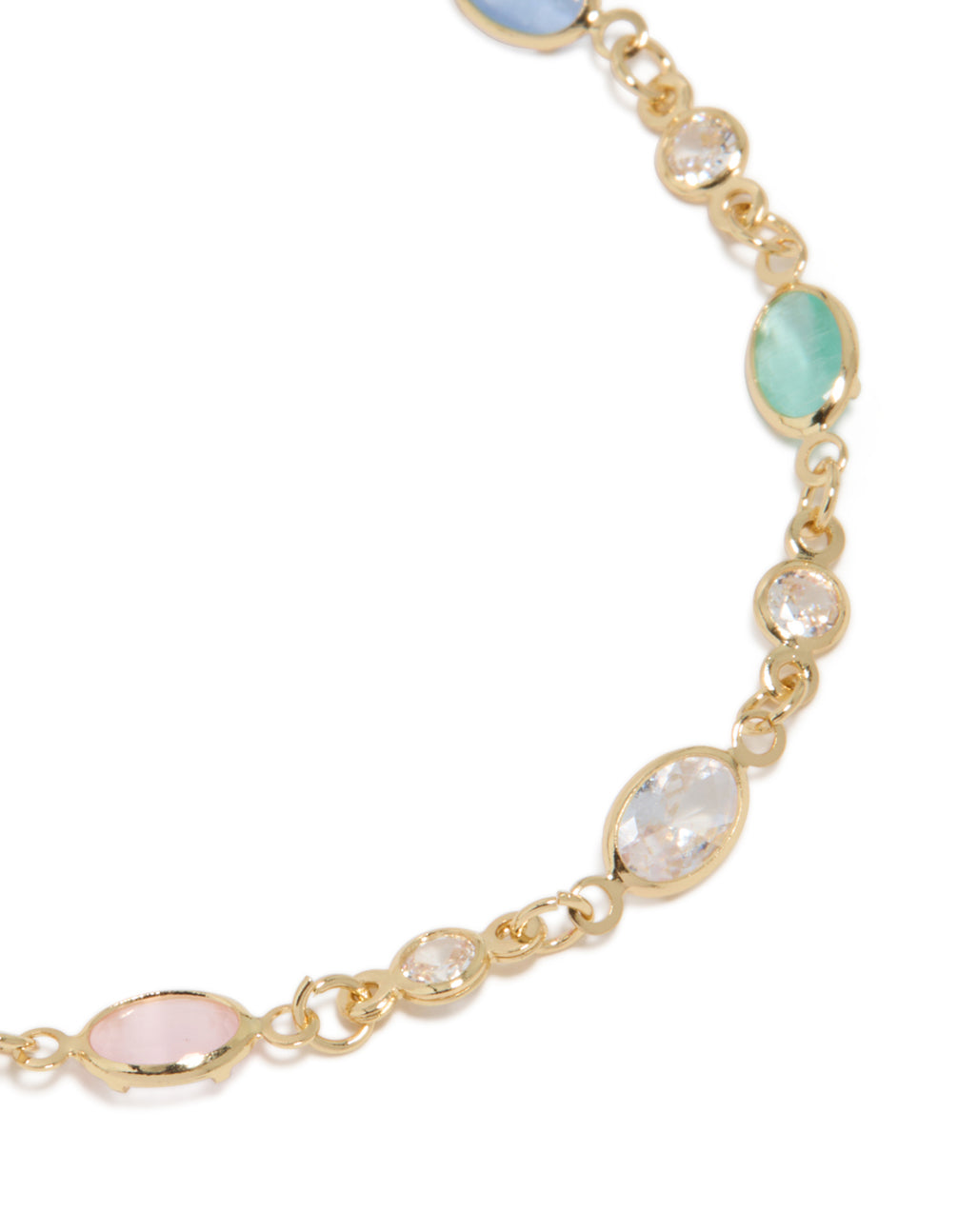 Gold Plated Multicoloured & Clear Cubic Zirconia Oval Bracelet