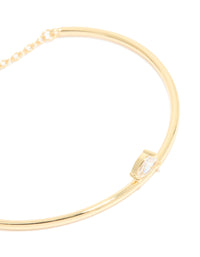 Gold Plated Cubic Zirconia Teardrop Toggle Bangle Bracelet - link has visual effect only