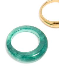 Waterproof Gold Plated Stainless Steel Modern Thin Stack Ring Set Of 2 - link has visual effect only