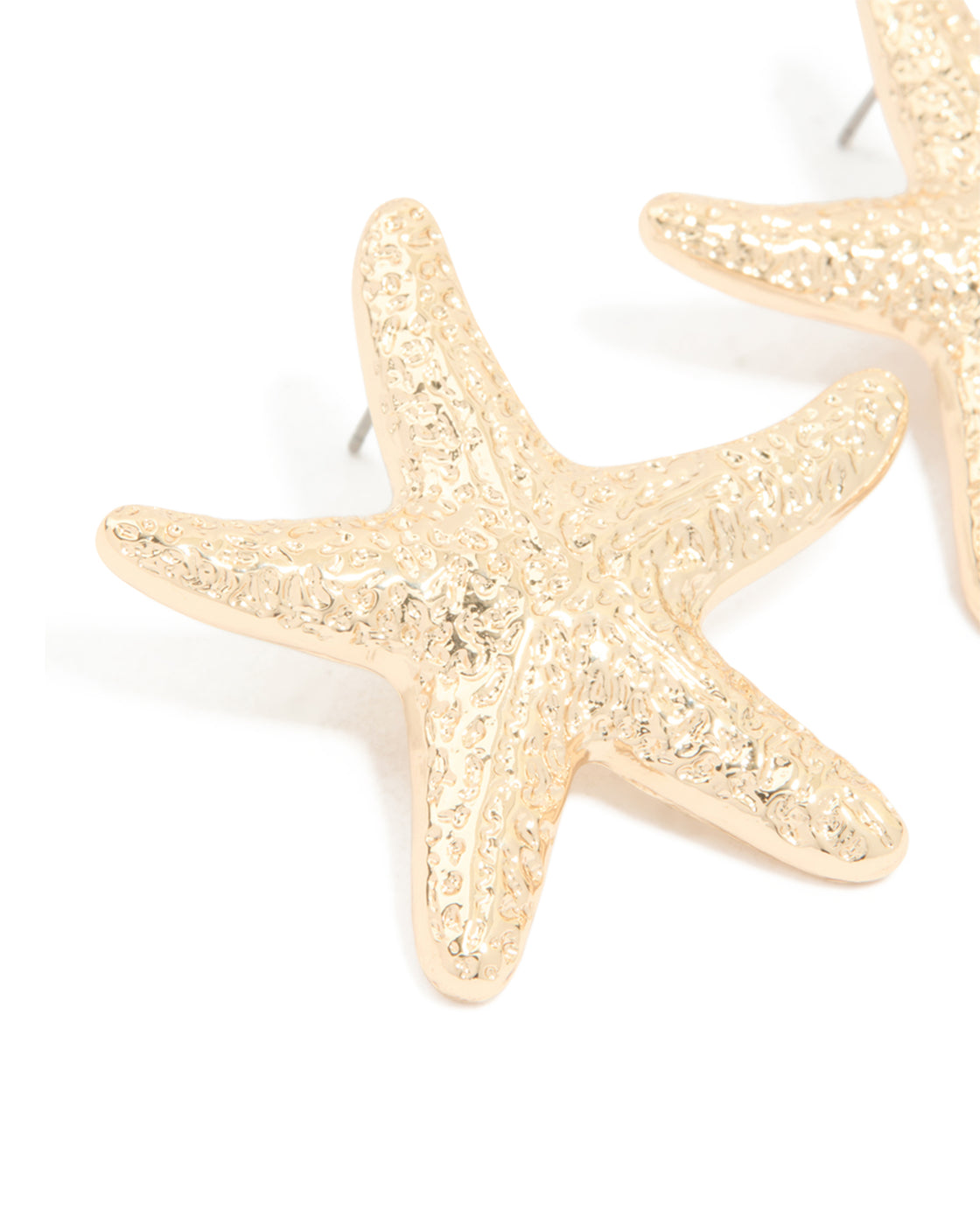 Gold Hammered Starfish Stud Earrings