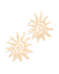 Gold Swirl Sun Stud Earrings - link has visual effect only