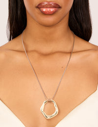 Gold Organic Open Circle Pendant Cord Necklace - link has visual effect only