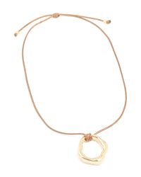 Gold Organic Open Circle Pendant Cord Necklace - link has visual effect only