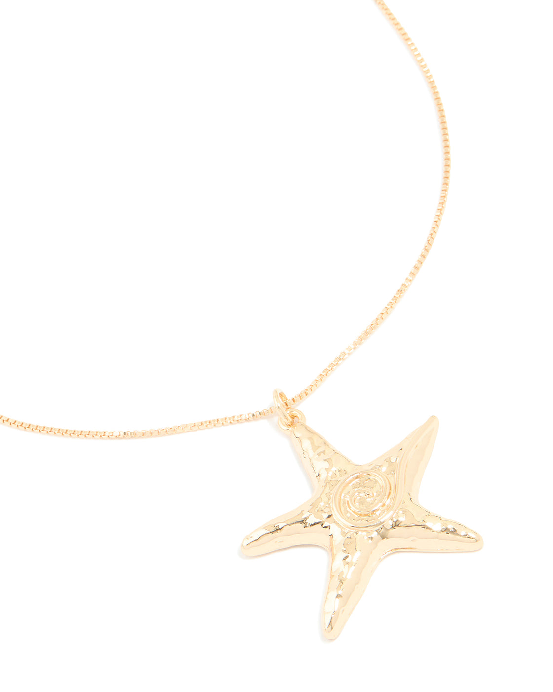 Gold Swirl Starfish Box Chain Necklace