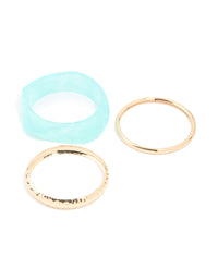 Gold & Blue Acrylic Bangles 3-Pack - link has visual effect only