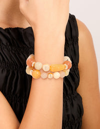 Mixed Neutral Beaded Stretch Bracelets 2-Pack - link has visual effect only