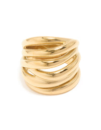 Waterproof Gold Plated Stainless Steel Bold Stacked Line Ring - link has visual effect only