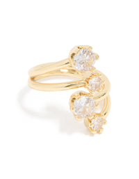 Gold Plated Multi Diamantes Wrap Ring - link has visual effect only