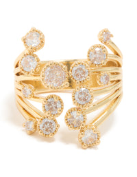 Gold Plated Multi Cubic Zirconia Open Ring - link has visual effect only