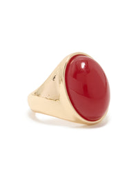 Gold Red Oval Stone Orb Statement Ring - link has visual effect only