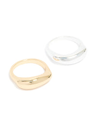 Mixed Metal Plated Bar Stacking Rings 2-Pack - link has visual effect only