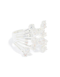Silver Plated Multi Cubic Zirconia Open Layered Ring - link has visual effect only