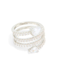 Silver Cubic Zirconia Wrapped Around Arrow Layered Ring - link has visual effect only
