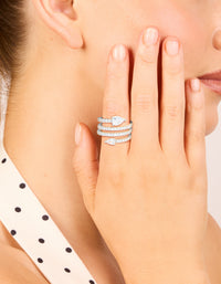 Silver Cubic Zirconia Wrapped Around Arrow Layered Ring - link has visual effect only