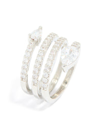 Silver Cubic Zirconia Wrapped Around Arrow Layered Ring - link has visual effect only