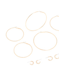 Gold Mega & Small Hoop Earrings 6-Pack - link has visual effect only