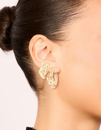 Gold Double Knotted Studs & Open Hoop Earrings 2-Pack - link has visual effect only